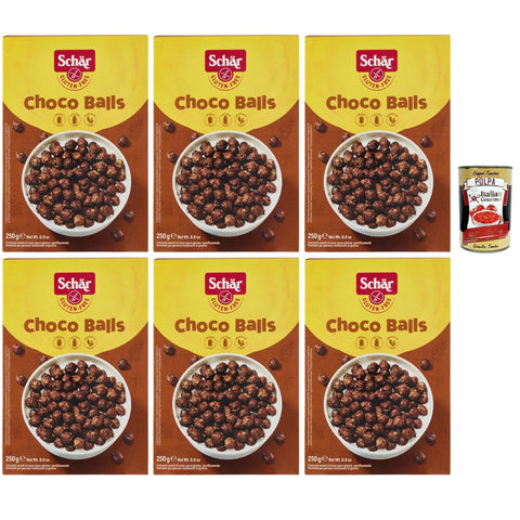Schar Choco Balls Croccanti Cereali al Cacao Senza Glutine e Lattosio (Gluten and Lactose Free) Knuspriger Kakaokakao 6x 250g italienisch Original
