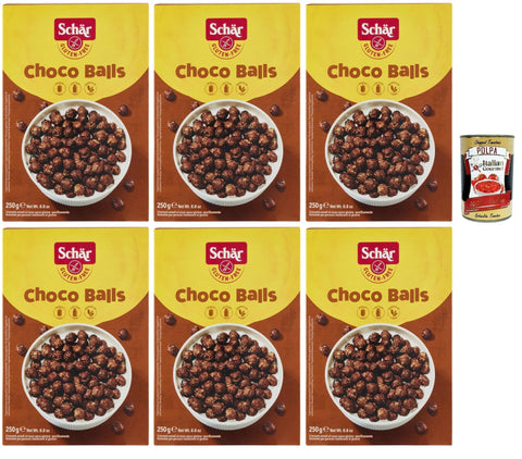 Schar Choco Balls Croccanti Cereali al Cacao Senza Glutine e Lattosio (Gluten and Lactose Free) Knuspriger Kakaokakao 6x 250g italienisch Original