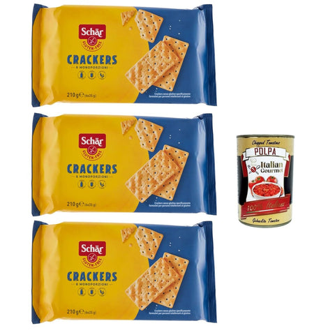 Schar Chips Schar Crackers senza Glutine, Glutenfreie Cracker. Speziell für Menschen mit Glutenunverträglichkeit entwickelt, 3x 210 g italienisch Original 8008698003503