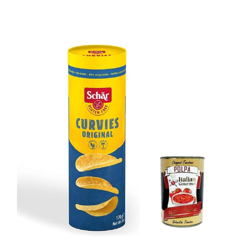 Schär Chips Schär Curvies Original, Klassische Chips, herzhafter Snack auf Kartoffelbasis, glutenfrei und palmölfrei, vegan, 170 g italienisch 8008698031056