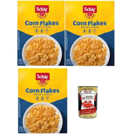 Schar Chips Schar Schär Corn Flakes Dietetici senza Glutine, Müsli, Maisflocken Gluten -freie Diäten 3x 250 gr Original italienisch inkl. Italian Gourmet Polpa 400g 8032804040014