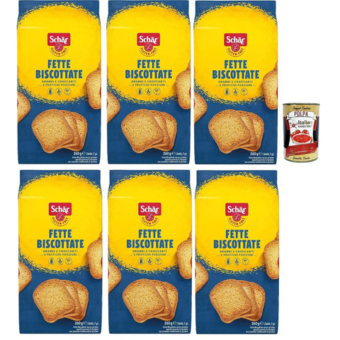 Schar Chips Schar Schär, Fette Biscottate, senza glutine, Zwieback Glutenfreie, Speziell für Menschen mit Glutenunverträglichkeit entwickelt, 6x 260g Original italienisch inkl. Italian Gourmet Polpa 400g 8008698028551