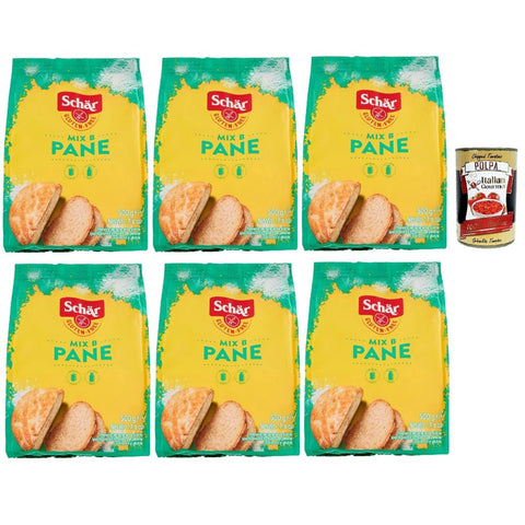 Schar Chips Schar Schär Mix Pane - Mix B Preparato per Pane e Impasti Lievitati senza Glutine, Mischen Sie für Brot, bereit zum gekochten, glutenfreien Teig, 6x 500g Original italienisch inkl. Italian Gourmet Polpa 400g 8032804040014