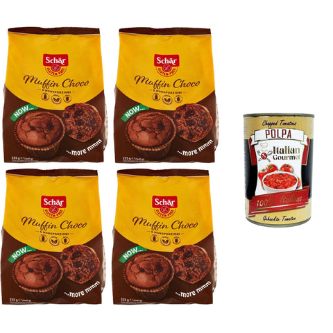 Schar Muffin Choco Glutenfreie Kuchen mit Schokolade und Kakao speziell für Menschen mit Glutenunverträglichkeit 4x225gr italienisch Original