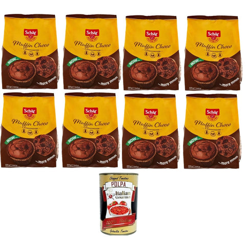 Schar Cupcakes Schar Muffin Choco Glutenfreie Kuchen mit Schokolade und Kakao speziell für Menschen mit Glutenunverträglichkeit 8x225gr italienisch Original 8008698040447
