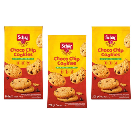 Schär Gluten Knabberartikel Schär Gluten Free Choco Chip Kekse mit Schokoladentropfen Glutenfrei Beutel 200 g 3x italienisch Original 8008698005491