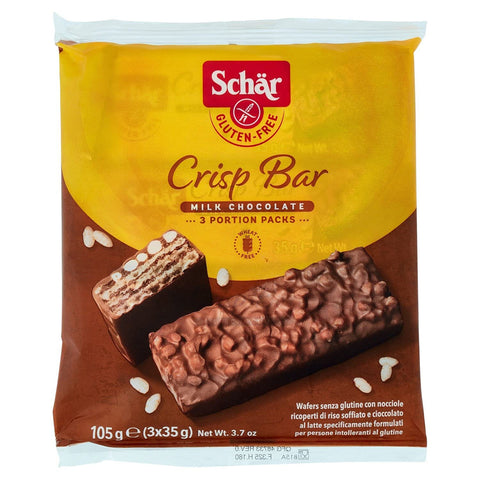 Schar Crisp Bar Wafers Knusprige Riegelwaffeln mit Haselnüssen überzogen mit Puffreis und Milchschokolade glutenfrei 3 6x 35 g italienisch Original