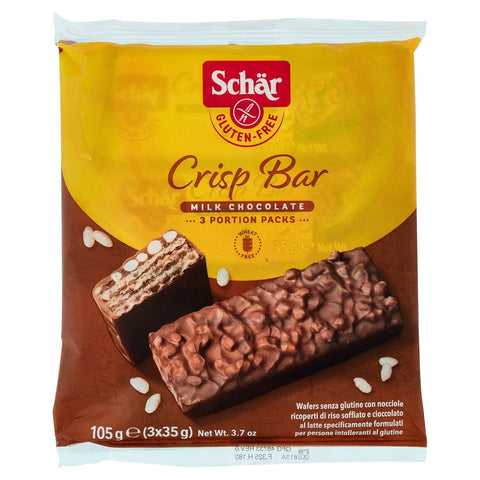 Schar Crisp Bar Wafers Knusprige Riegelwaffeln mit Haselnüssen überzogen mit Puffreis und Milchschokolade glutenfrei 3 6x 35 g italienisch Original