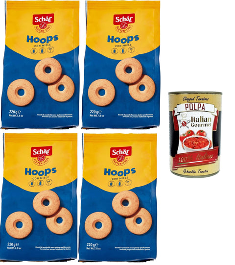 Schar Schär Hoops biscotti senza glutine Hoops Kekse mit Honig glutenfrei 4x200gr italienisch Original