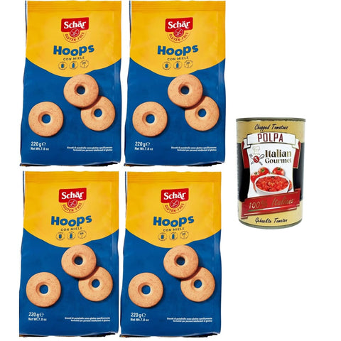 Schar Kekse Schar Schär Hoops biscotti senza glutine Hoops Kekse mit Honig glutenfrei 4x200gr italienisch Original 8008698045497