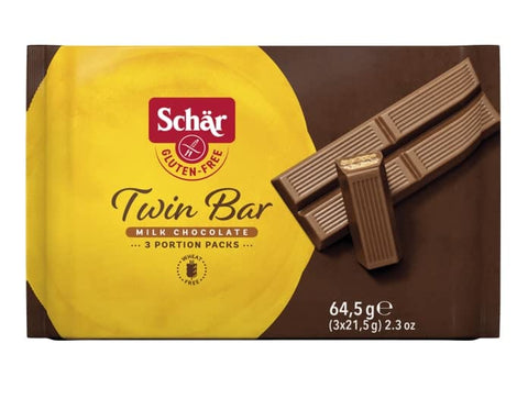 Schar Schär Twin Bar Glutenfreie Waffeln mit Milchschokoladenüberzug ( 3x21 ) 64 5 g 5 g italienisch Original Riegel