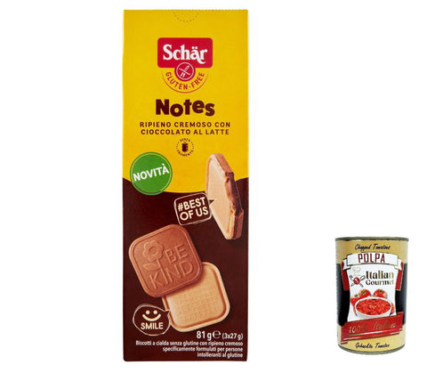 Schar SCHÄR Notes Glutenfreier Kekse mit cremige Füllung mit Milchschokolade Itlaian gourmet polpa 3x 81g + 400g italienisch Original