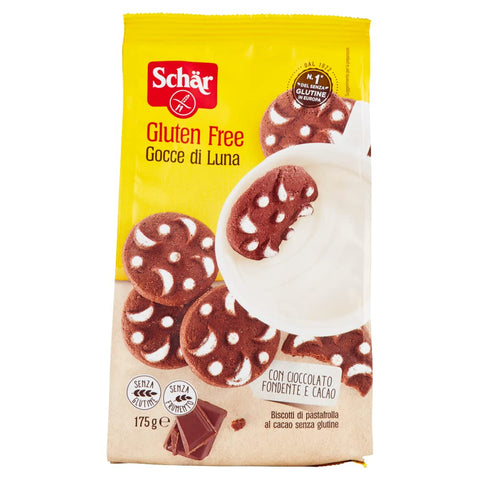 Schar Knabberartikel 6x Schar Gocce di Luna dunkle Schokolade und Kakao Shortbread Kekse 175g 8008698002445