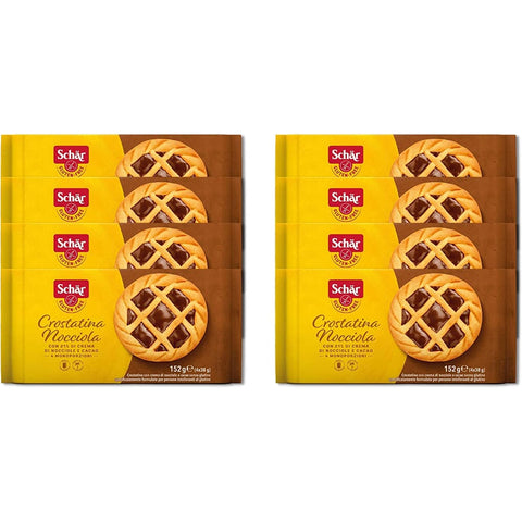 Schar Knabberartikel Schar Schär Crostatine alla Nocciola Haselnusstorten süße Snacks glutenfrei 8x 152g italienisch Original 8008698024799