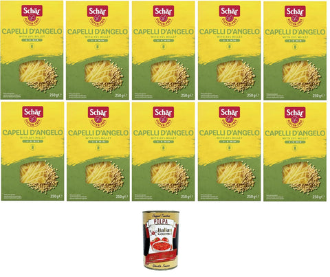 Schar Pasta Capelli d'Angelo Glutenfreie Kurznudeln mit ca. 20% Hirse 10x 250g italienisch Original
