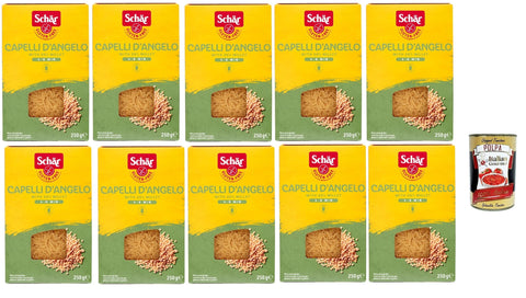 Schar SCHÄR Senza Glutine Capelli d'angelo Glutenfrei Pasta mit 20% Hirse gluten free pasta 10x250 g italienisch Original + gratis polpa 400 g