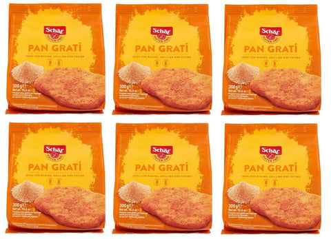 Schar Paniermehl & Knödelbrot 6x Schär Gluten Free Pan Gratí für Eine Knusprige und Schmackhafte Panade Präparat zum Panieren 300g Packung 8008698004753