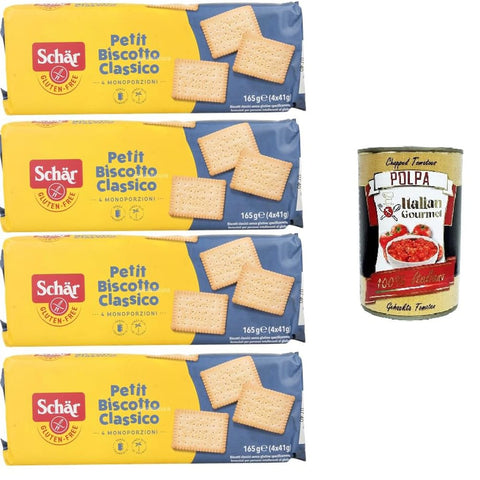 Schar Petit Kekse Schar Petit Biscotto classico senza glutine Schar Petit Classic glutenfreier Keks 4x165 g italienisch Original Kekse + kostenlos polpa 400 g 8032804040014