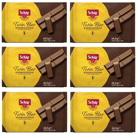 Schar Riegel Schar Schär Twin Bar Glutenfreie Waffeln mit Milchschokoladenüberzug ( 3x21 ) 64 5 g 5 g 6x italienisch Original Riegel 8008698010235