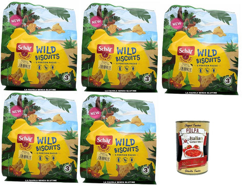 Schar Snack Kuchen & Backwaren Schar Biscotti wild biscuits senza glutine e senza lattosio, Glutenfreie und laktosefreie Kekse, gluten free e lactose free biscuits 5x 155 + Italian Gourmet polpa 400g 8008698041369