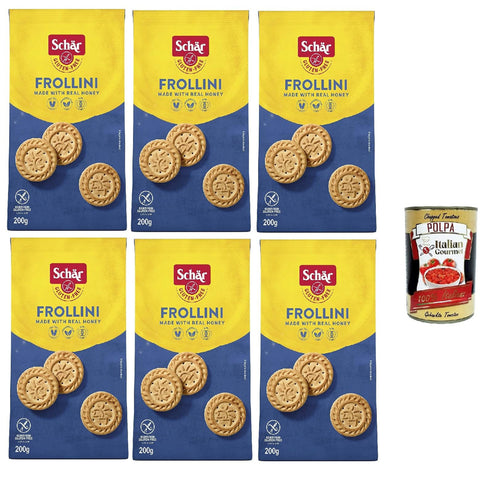 Schar Frollini Gluten-Free Shortbread Glutenfreie Shortbread-Kekse – gentechnikfrei laktosefrei ohne Konservierungsstoffe 6x200 g italienisch Original + kostenlos