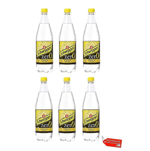 Schweppes Soft Drink 6x Schweppes Aqua Tonica Zero Tonic Wasser PET 1L zuckerfrei 8014396003363