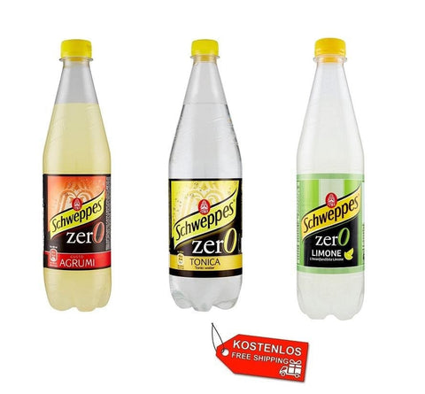 Schweppes Soft Drink Testpaket Schweppes Zero ohne zucker Erfrischend alkoholfreies Getränk 36x1L 8014396004018