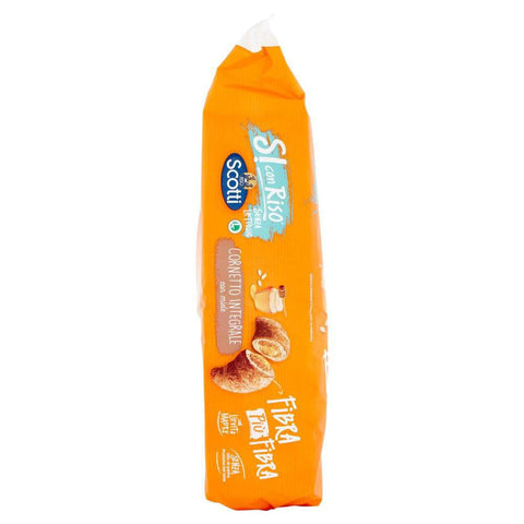 Scotti Abgepackte Gebäckstücke 10x Scotti Riso Scotti Si con Riso Cornetti integrali con miele Laktosefreie Ballaststoffe plus Ballaststoff Vollkorn Croissant mit Honig 250g italienisch Original 8001860186899