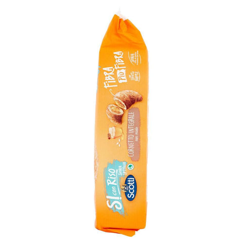 Scotti Abgepackte Gebäckstücke 10x Scotti Riso Scotti Si con Riso Cornetti integrali con miele Laktosefreie Ballaststoffe plus Ballaststoff Vollkorn Croissant mit Honig 250g italienisch Original 8001860186899