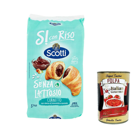 Scotti Riso Scotti - Si con Riso - Croissants mit Schokoladencreme und Haselnüssen Laktosefrei milcheiweißfrei und spurenfrei. 3x italienisch Original Reis +