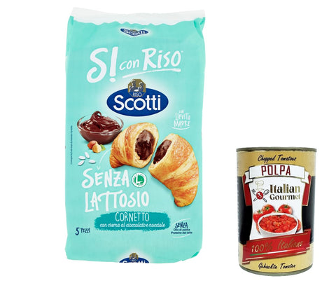 Scotti Riso Scotti - Si con Riso - Croissants mit Schokoladencreme und Haselnüssen Laktosefrei milcheiweißfrei und spurenfrei. 3x italienisch Original Reis +