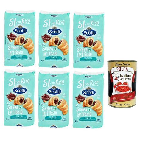 Scotti Riso Scotti Si con Riso Croissants mit Schokoladencreme und Haselnüssen Laktosefrei milcheiweißfrei und spurenfrei. 6x italienisch Original