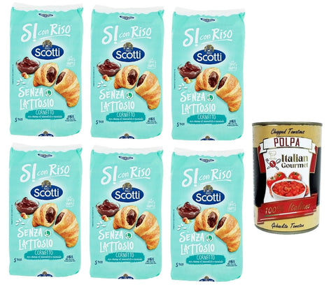 Scotti Riso Scotti Si con Riso Croissants mit Schokoladencreme und Haselnüssen Laktosefrei milcheiweißfrei und spurenfrei. 6x italienisch Original