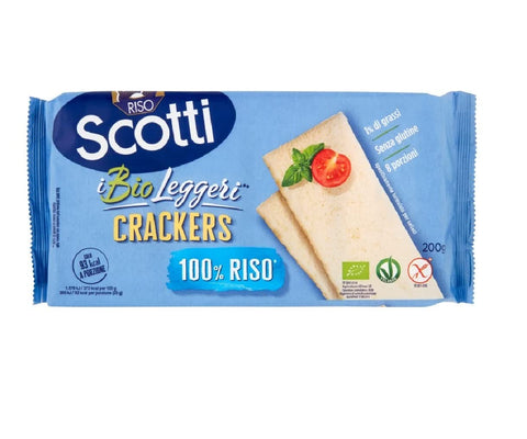Scotti Riso Scotti Crackers Bio Cracker 100% Reis Glutenfrei nur 1% Fett Packung à jede Packung enthält 8 Einzelportionen 200 g 3x italienisch Original + gratis