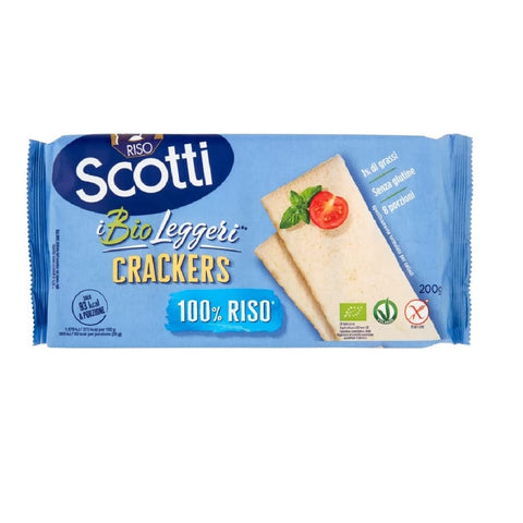 Scotti Crackers Scotti Riso Scotti Crackers Bio Cracker 100% Reis Glutenfrei nur 1% Fett Packung à jede Packung enthält 8 Einzelportionen 200 g 3x italienisch Original + kostenlos 8001860355004
