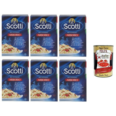 Riso Scotti Riso Arborio, Italienischer Reis,Superfeine Reiskörner,Ideal für Risottos und Timbales, 6x 500g Vakuumverpackung + Italian Gourmet polpa 400g SONDERANGEBOT