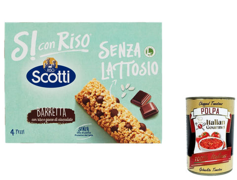 Scotti Si con Riso Müsliriegel mit Reis und Schokoladenstückchen laktosefrei Snacks ohne Palmöl 4 Riegel 12x italienisch Original