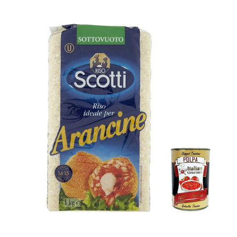 Scotti Riso scotti per arancine Idealer Reis für sizilianische Arancini 100% italienischer Reis 1 kg 12x italienisch Original + kostenlos polpa 400 g
