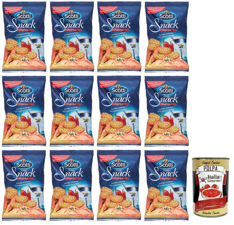 Scotti Reis 12x Riso Scotti Risette Paprika-Reis-Snack,Glutenfreie Bio Reiskuchen,Nicht Frittiert,Kein Glutamat 60g + Italian Gourmet Polpa di Pomodoro 400g Dose 8001860258459
