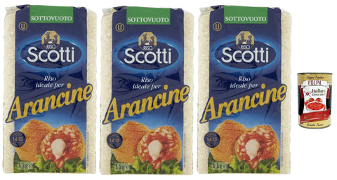 Scotti Reis 3x Riso scotti per arancine, Idealer Reis für sizilianische Arancini, 100% italienischer Reis 1kg + Italian Gourmet polpa 400g 8001860135002