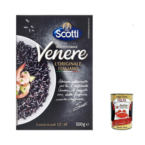 Scotti Riso Scotti Venere Integrale Schwarzer Reis gewachsen in Vollkorn reich an Ballaststoffen und Antioxidantien vakuumverpackt 500 g 6x italienisch Original