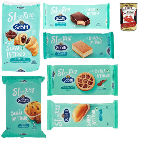 Scotti Riso Scotti Si con Riso Merendine Testpaket Laktosefreie Croissants Muffin Plumcake Crostatine Kuchen Laktosefreie süßer italienisch Original