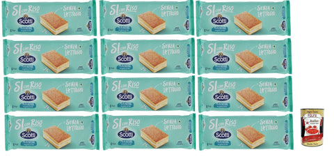 Scotti Snack Kuchen & Backwaren Si con Riso - Merendine con Farina di Riso - kuchen Snacks mit Reismehl, Laktose -freie Süße Snacks, Palmöl ohne, 12x 200g + Italian Gourmet polpa 400g 8001860210037