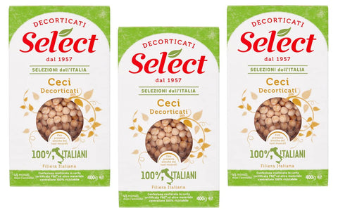 Select Gemüse 3x Select Ceci Decorticati Geschälte Kichererbsen 100% Italienische Hülsenfrüchte Papier Verpackung von 400g 8006280030470
