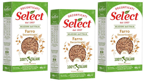 Select Gemüse 3x Select Farro Decorticato Geschälter Dinkel 100% Italienische Hülsenfrüchte Papier Verpackung von 400g 8006280120072