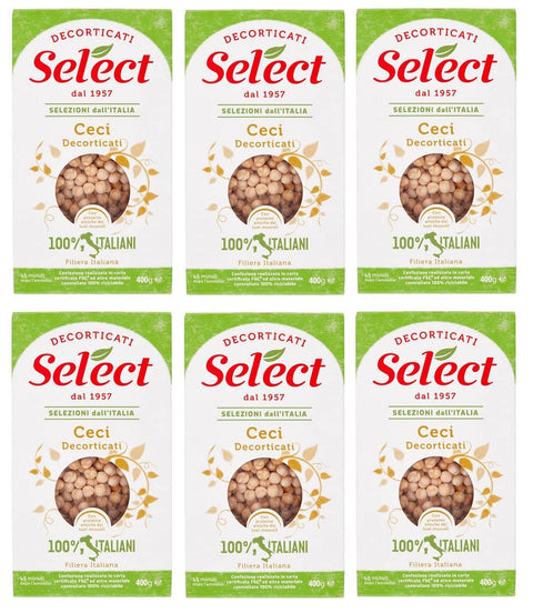 Select Gemüse 6x Select Ceci Decorticati Geschälte Kichererbsen 100% Italienische Hülsenfrüchte Papier Verpackung von 400g 8006280030470