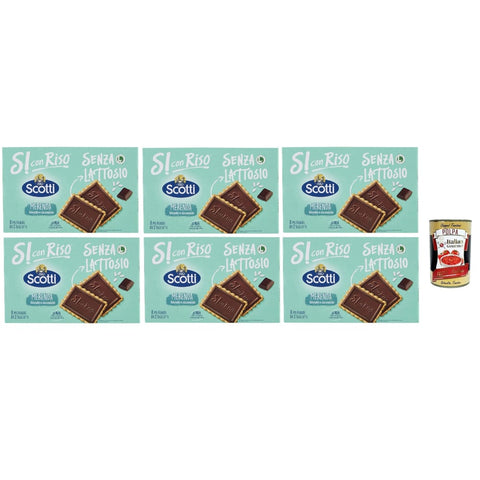 Si con Snack Kuchen & Backwaren Si con Riso - Biscotto Cioco - Schoko Kekse Laktose -freie und palmenfreie Kekse Lactose -free 6x200 g italienisch Original + kostenlos polpa 400 g 8032804040014