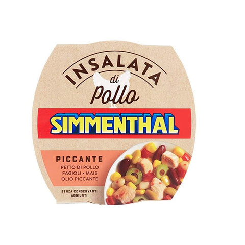 Simmenthal Insalata Di Pollo Piccante Würziger Hühnersalat Hühnerbrust mit Bohnen Mais und würzigem Öl Fertiggericht 12x 160g italienisch Original