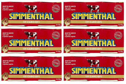 Simmenthal con Carciofi Fertiggericht aus Rindfleisch in Gemüsegelee Dosenfleisch mit Artischocken 2x135g Original italienisch Feinkost