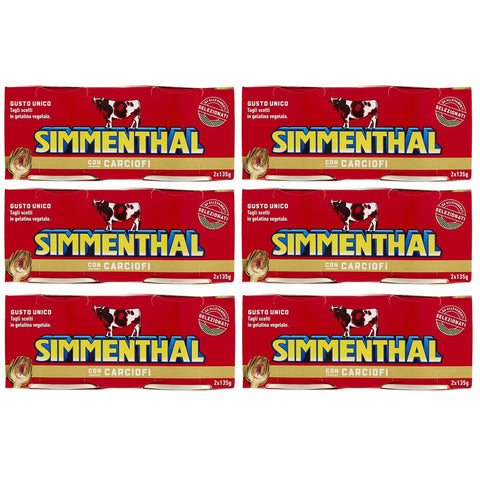 Simmenthal con Carciofi Fertiggericht aus Rindfleisch in Gemüsegelee Dosenfleisch mit Artischocken 2x135g Original italienisch Feinkost